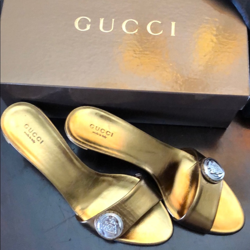 Gucci Metallic Slides